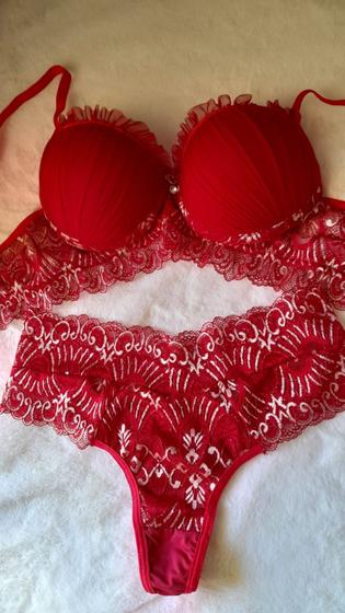 Imagem de Conjunto lingerie rendado vermelho