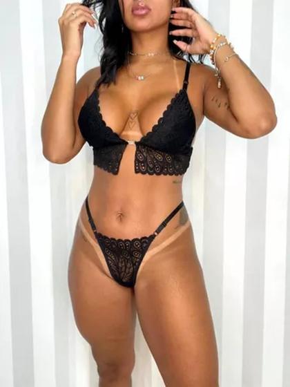 Imagem de Conjunto Lingerie Sem Bojo Renda Sensual