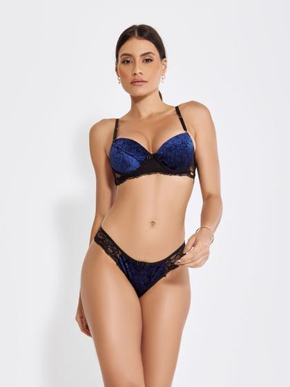 Imagem de Conjunto Lingerie Sexy De Calcinha E Sutia Veludo Bojo