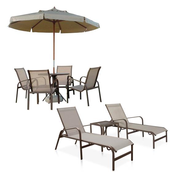 Imagem de Conjunto Linha Leve 9 Peças com Ombrelone Grátis - Marrom/Café Com Leite