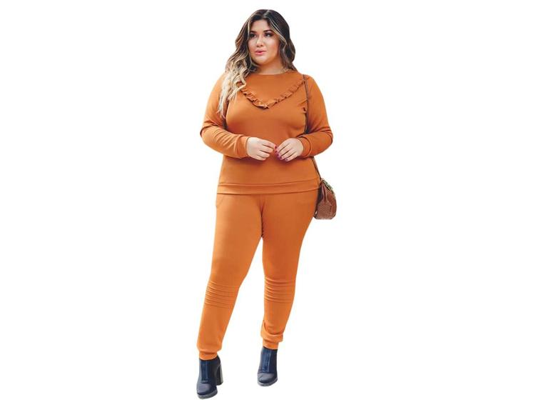 Imagem de Conjunto Listrado Calça E Blusa Crepe Casual Roupas P Ao Xgg DM