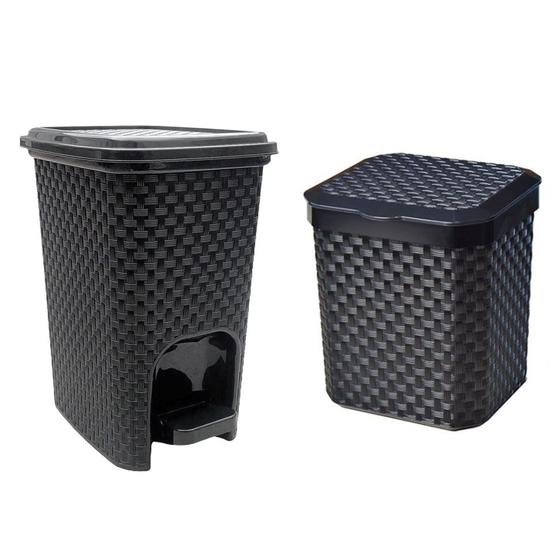 Imagem de Conjunto Lixeira 7 Litros Com Pedal e Lixeira de Pia 5L Arqplast