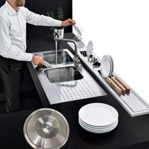 Conjunto Lixeira p/ Embutir De Inox 05 Litros C/ Calha Escorredor 150Cm Menor preço em Conjunto Lixeira p/ Embutir De Inox 05 Litros C/ Calha Escorredor 150Cm