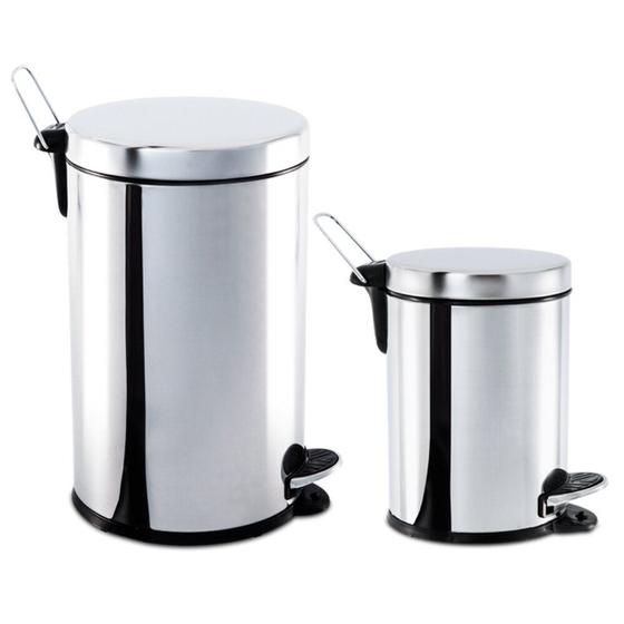 Imagem de Conjunto Lixeiras Inox com Pedal e Balde 12 Litros + 3 Litros Brinox