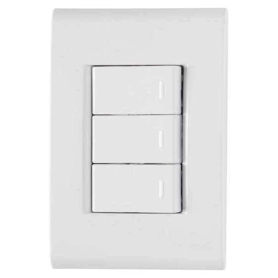 Imagem de Conjunto Liz Placa 4x2 + 3 Interruptores Simples 10A 250V Branco Tramontina