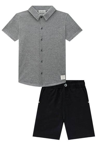 Imagem de Conjunto LocBoo Camisa em Malha Piquet Camisaria e Bermuda em Linho Panamá com Elastano