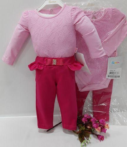 Imagem de Conjunto Longo Bebe Menina C/ Body Paraiso Enxoval Cod 7138