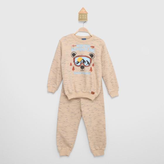 Imagem de Conjunto Longo Bebê Rei Rex Moletom Peluciado Jet Urso Blusa + Calça Menino
