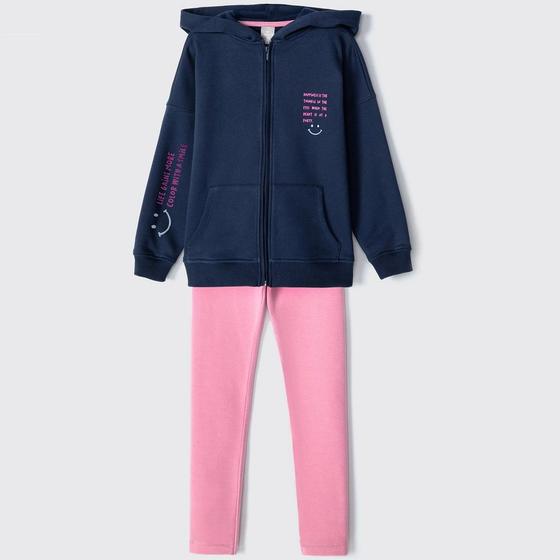 Imagem de Conjunto Longo Hering Kids Menina Moletom Azul/Rosa 5B3Y1BEN