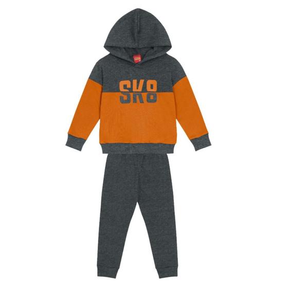 Imagem de Conjunto Longo Infantil Menino Kyly Casaco Com Capuz Laranja