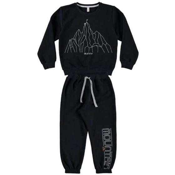 Imagem de Conjunto longo infantil preto estampado montanhas