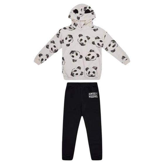 Imagem de Conjunto Longo Inverno Moletom Infantil Menina Malwee Pandinha com Capuz