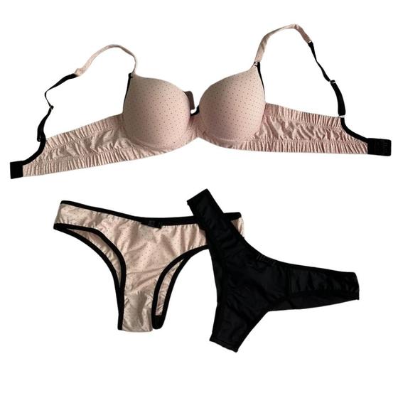 Imagem de Conjunto Lousane 3 Peças Alça Encapada Base Com Elástico 2 Calcinhas