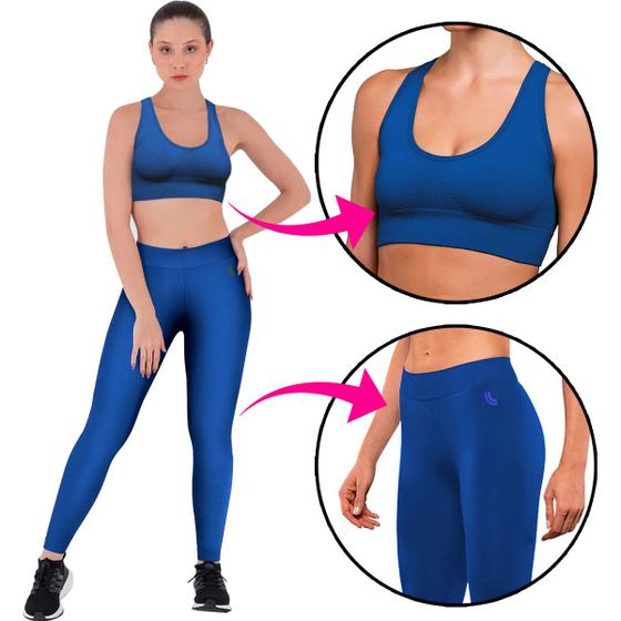 Imagem de Conjunto Lupo Calça Legging + Top Feminino Fitness Academia Leguin Sem Costura Legues Sport Original