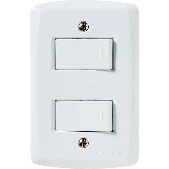 Imagem de Conjunto Lux2 Branco 4x2 com 2 Interruptores Simples de 10 Ampères e 250 Volts - 57145040 - TRAMONTINA