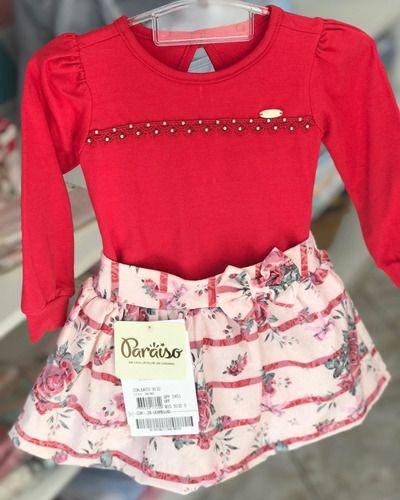 Imagem de - Conjunto Luxo Paraiso Bebe Menina Body + Shorts Saia Rf 9132