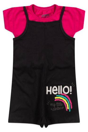 Imagem de Conjunto Macacão Infantil Menina Hello Pink Com Preto