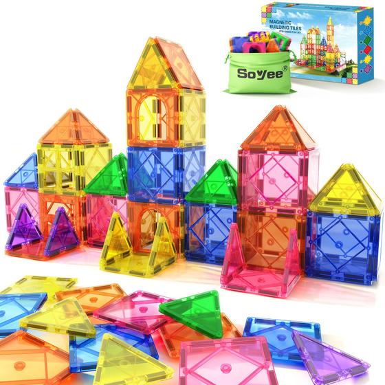 Imagem de Conjunto Magnetic Tiles Beginner Toy Soyee com sensor para crianças de 3 a 8 anos