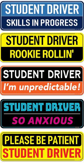 Imagem de Conjunto magnético HEY-OKEY Student Driver Funny Reflective, pacote com 5