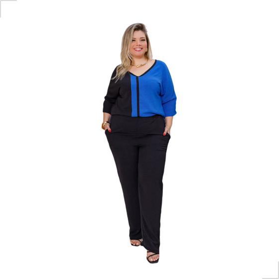 Imagem de Conjunto Maison Blusa Manga Raglan e Calça Plus Size Verão, Lindo, Elegante e Confortável