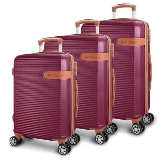 Imagem de Conjunto Mala de Viagem Kit 3 Peças Pequena Média Grande Rígida ABS Rodinhas 360 ANAC