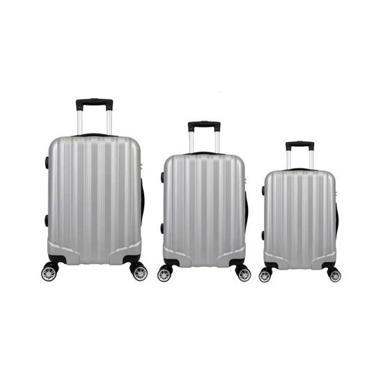 Conjunto Malas ABS 3 Peças P/M/G Rodas 360º Com Cadeado Prizi Prata- XH-A122. Menor preço em Conjunto Malas ABS 3 Peças P/M/G Rodas 360º Com Cadeado Prizi Prata- XH-A122.