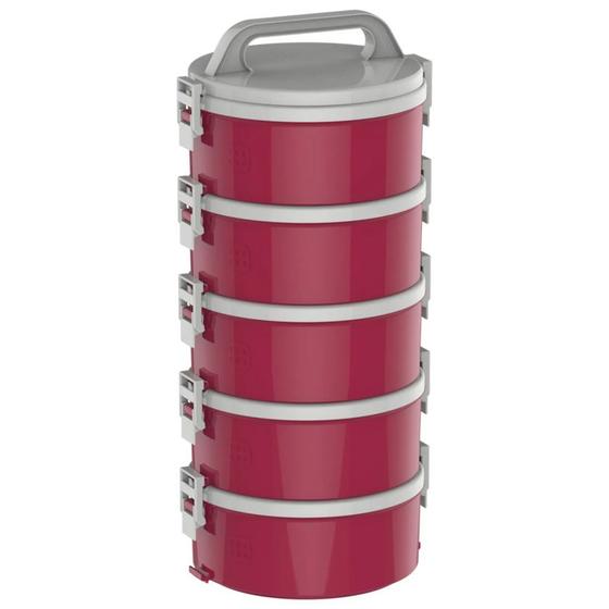 Imagem de Conjunto Marmita Térmica 5 Un 1,5L Vermelho Tekcor Soprano