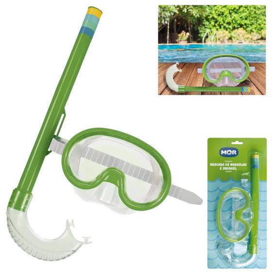 Imagem de Conjunto Mascara de Mergulho e Snorkel Infantil Verde  Mor 