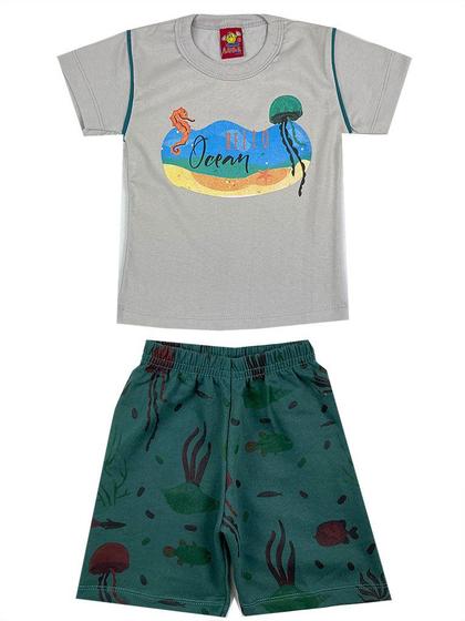 Imagem de Conjunto Masculino Infantil Hello Ocean - Lual Kids - Cinza/Petróleo