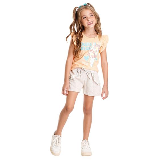 Imagem de Conjunto Menina Blusa com Strass Short Moletinho com Babado