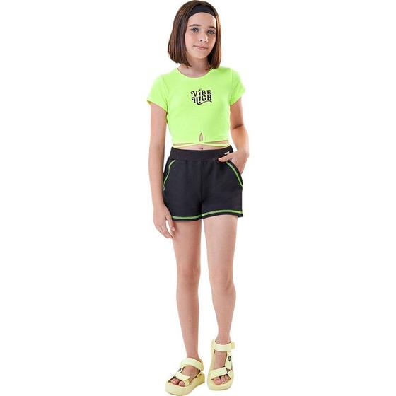 Imagem de Conjunto Menina Blusa Cropped Ribana Neon Nina Go 3042