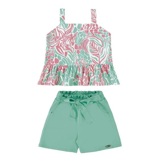 Imagem de Conjunto menina cropped shorts sarja milli&nina