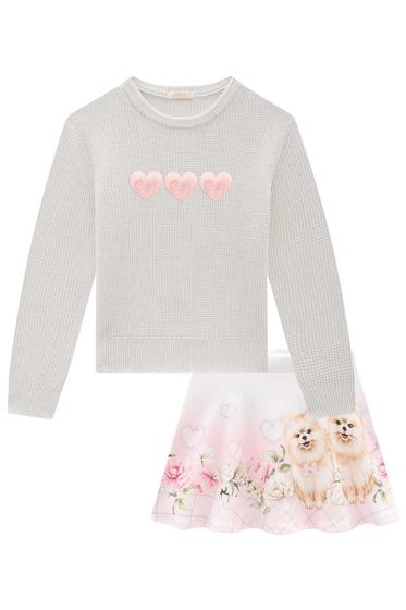 Imagem de Conjunto menina inverno blusão manga longa short saia 6 a 8 anos