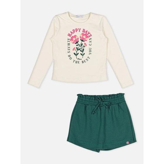 Imagem de Conjunto Menina Momi Blusa Manga Longa em Cotton e Shorts Saia em Molecotton