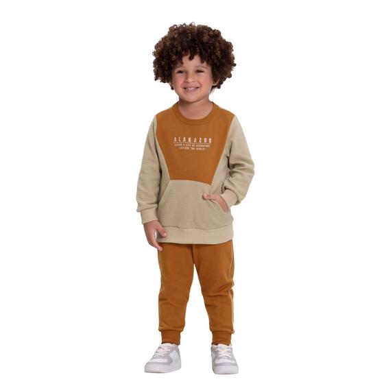 Imagem de Conjunto Menino Blusa em Moletom e Calça Moletom New Wave laranja adventure - Alakazoo