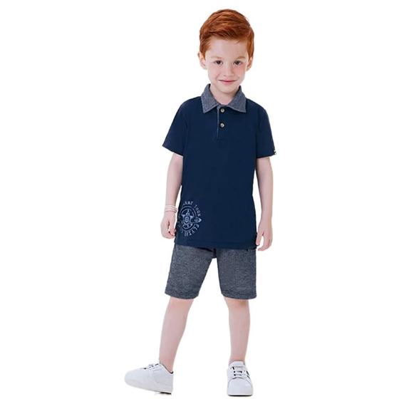 Imagem de Conjunto menino camisa polo bermuda airplane marlan