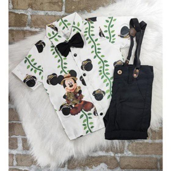 Imagem de Conjunto Menino Infantil Linha Premium Mickey Safari Branco RF03