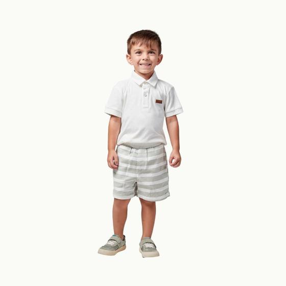 Imagem de Conjunto Menino Polo Off-white Bermuda Listras Oliver