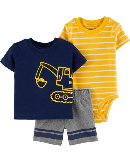 Imagem de Conjunto Menino Trio Carters Azul Escuro Amarelo 9 12 Meses