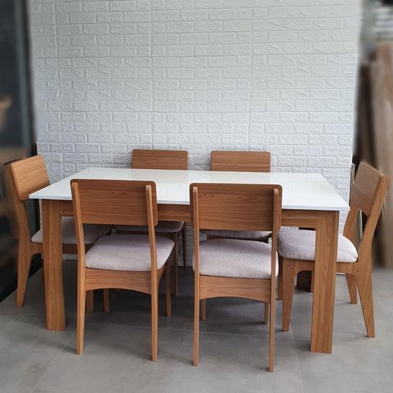 Imagem de Conjunto Mesa 160x90cm Com 6 Cadeiras Estofadas