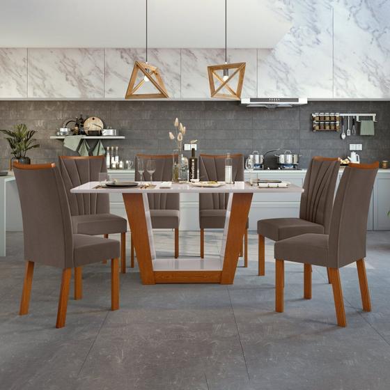 Imagem de Conjunto Mesa 170cm Apogeu com Vidro e 6 Cadeiras Apogeu