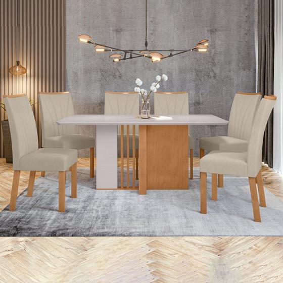 Imagem de Conjunto Mesa 170cm Astrid com Vidro e 6 Cadeiras Apogeu