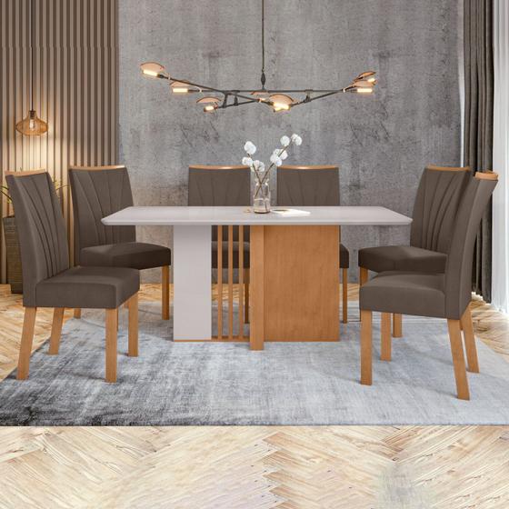 Imagem de Conjunto Mesa 170cm Astrid com Vidro e 6 Cadeiras Apogeu