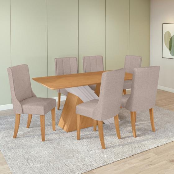 Imagem de Conjunto Mesa 170cm Vênus Tampo Mdf no Glaas e 6 Cadeiras Celina