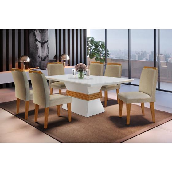 Conjunto Mesa 180cm Canto Reto Clarice e 6 Cadeiras Athenas Rufato Menor preço em Conjunto Mesa 180cm Canto Reto Clarice e 6 Cadeiras Athenas Rufato