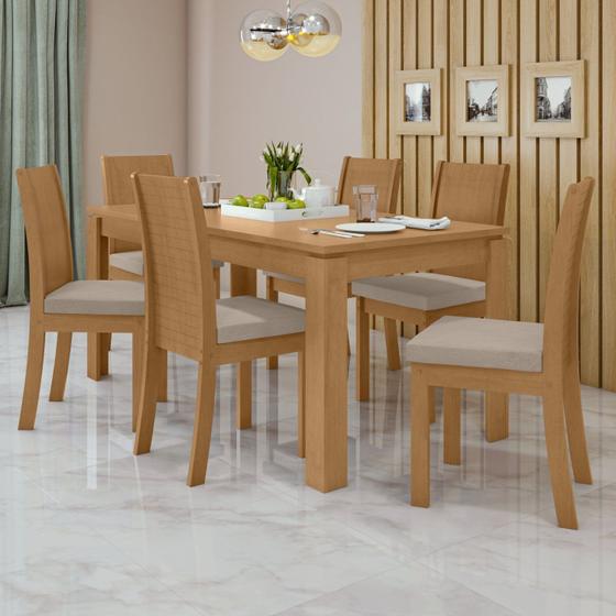 Imagem de Conjunto Mesa 180x90cm Tampo MDF 6 Cadeiras Athenas