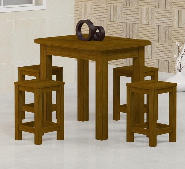 Imagem de Conjunto Mesa 67x88 Cor Imbuia C/ 4 Banquetas