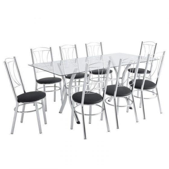 Imagem de Conjunto Mesa 8 Cadeiras Cromado  Moveis