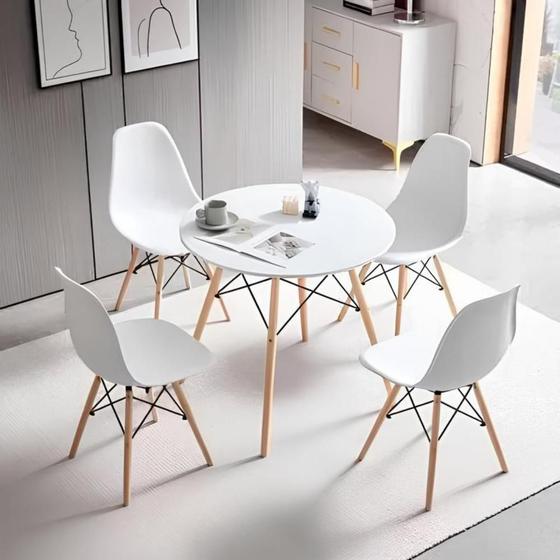 Imagem de Conjunto Mesa 90cm + 4 Cadeiras Charles Eames Eiffel Trevisul