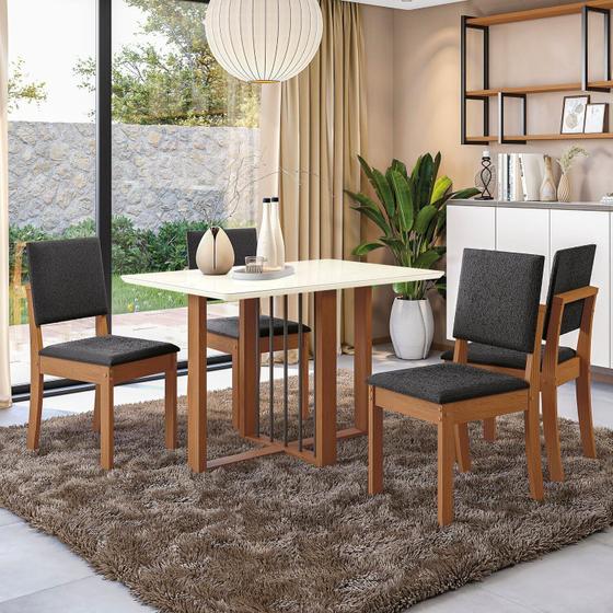 Conjunto Mesa Antonela com 4 Cadeiras Cinza/Canela/Titanio - Kappesberg Imagem de Conjunto Mesa Antonela com 4 Cadeiras Cinza/Canela/Titanio